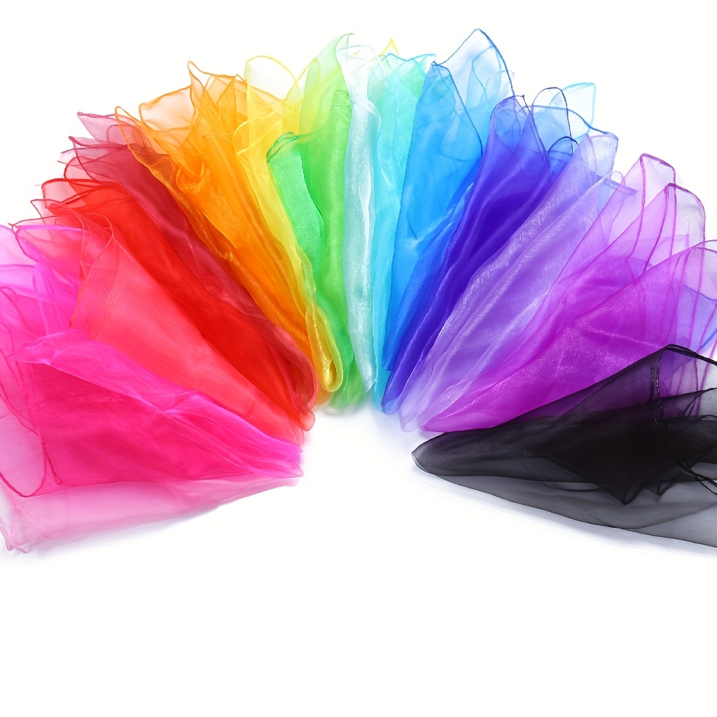 18er-set leichte nylon-tutu-röcke in bunt gemischten farben für tanzvorführungen - atmungsaktive, winddichte quadratische schals mit gummiband,   für ballett & aufführungszubehör, lebendige tanzkleidung | fließende tutus | nylon-tüllröcke