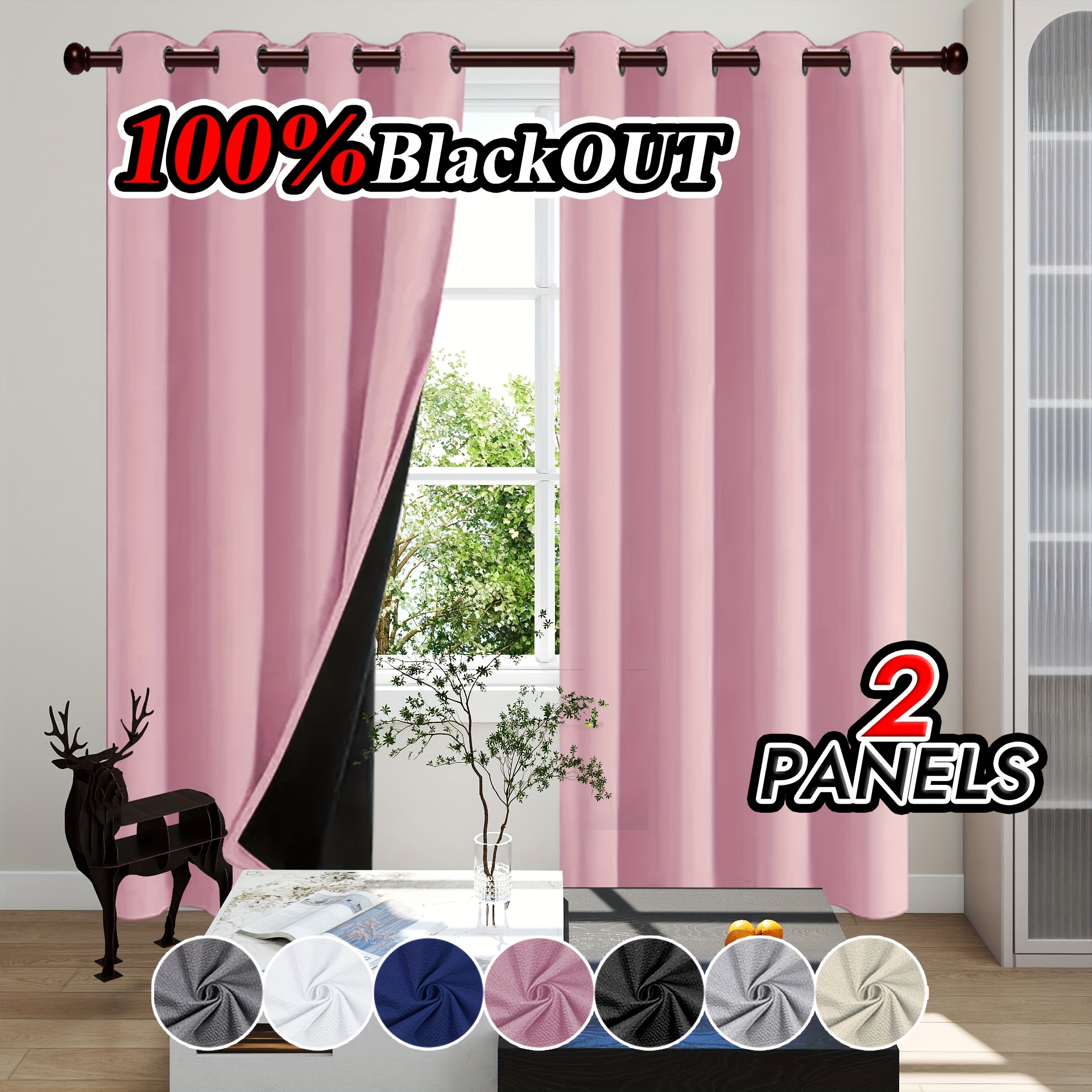 два штора-теплоизолятора, 100% светонепроницаемые, шумопоглощающие, солнцезащитные шторы, затемняющие комнату, из однотонного полиэстера с подкладкой с покрытием, легкие, с верхним отверстием для подвешивания, в современном романтическом минималистичном стиле Детали 0