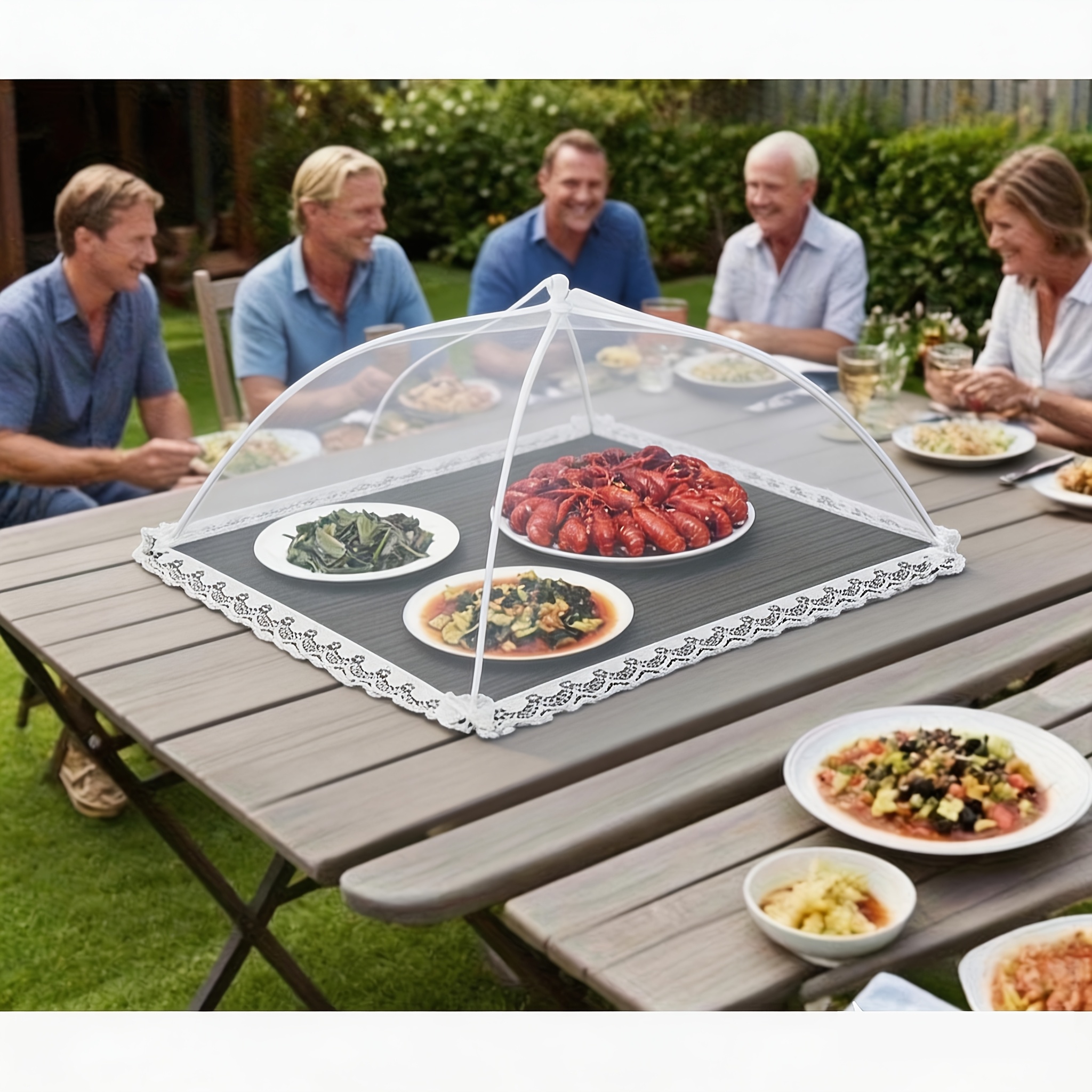 collapsible white net food cover tent strong insect and fly protection portable outdoor food shade easy   design suitable for picnics bbqs parties outdoor dining compatible with standard   and grills