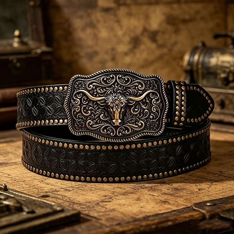 TEMU 1pc Unisex Retro Carved Rivet Belt. And Available. Exquisite Details With Texture. Lightweight And Comfortable, Not Restrictive. With Dresses To