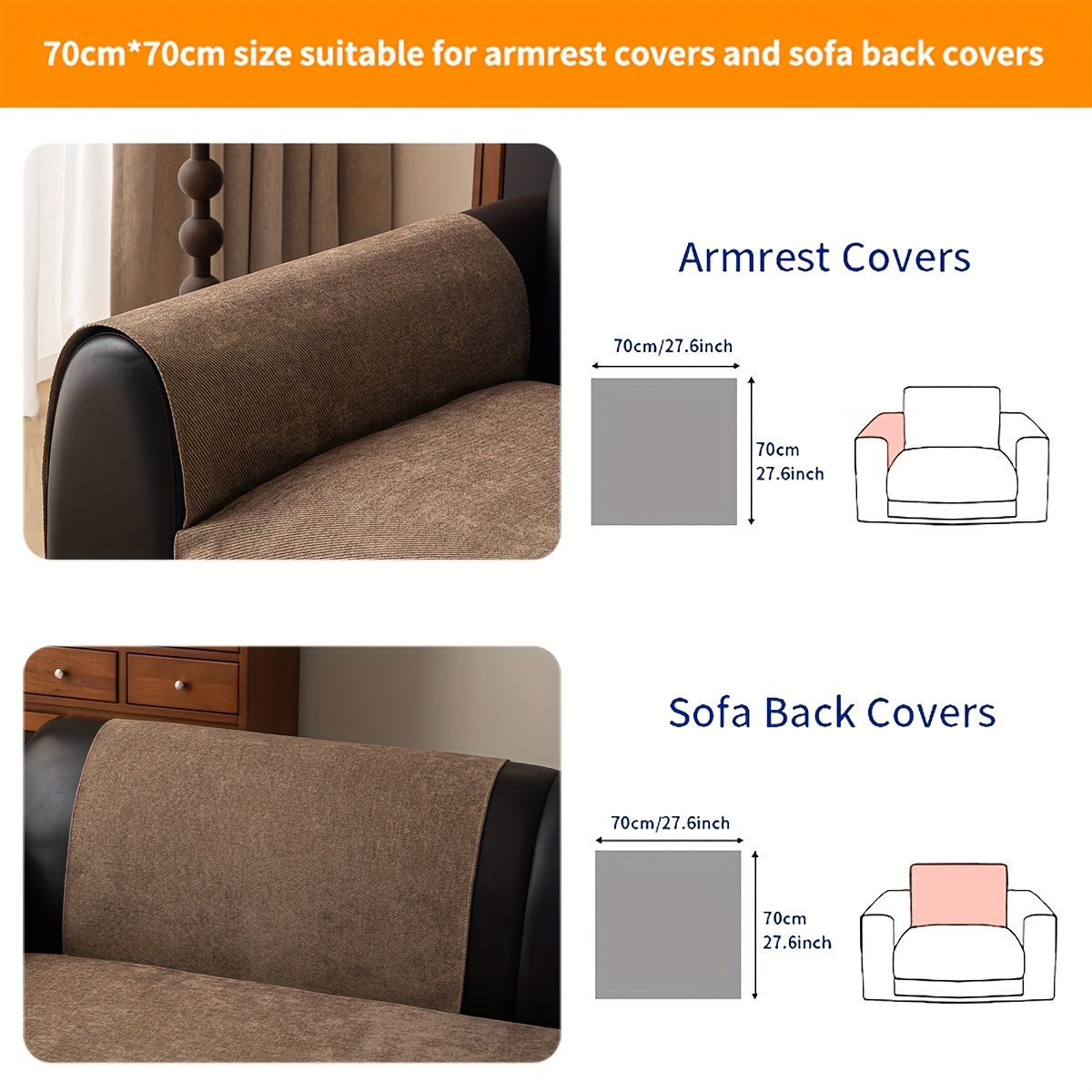 TEMU 1pc Of Skin-friendly And Breathable Sofa Cover With Full Texture, High-quality, Durable And Wear-resistant Sofa Cushion, Easy To Clean, Machine