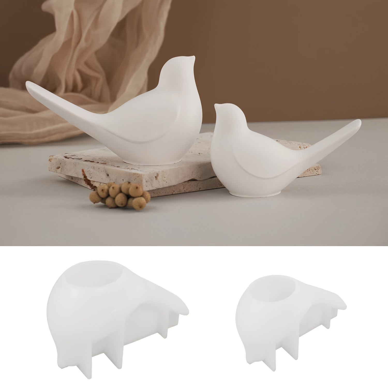 4 Moules En Silicone Maison 3D Pour Bougies, Savons, Plâtre - DIY Créatif, Facile à Démouler, Lavable, Réutilisable