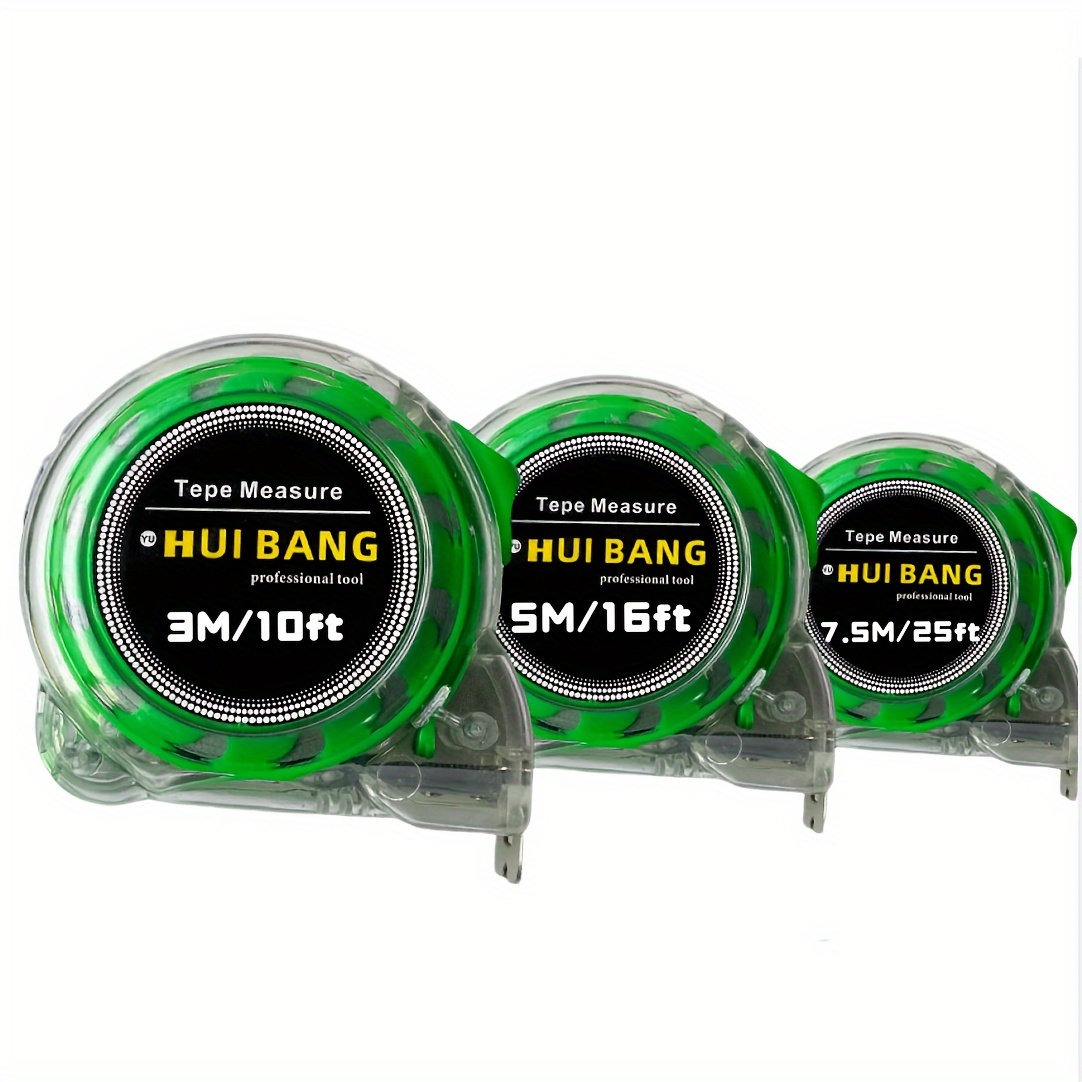 

Hui Professional Tape Measure Set - Transparent Pc Material, Drop-proof, Bright , 3m/10ft, 5m/16ft, 7.5m/25ft - Measuring Tape For Home And Office Use