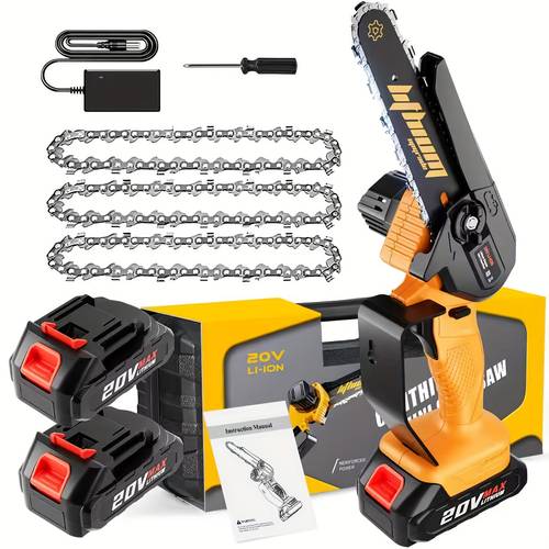 6 inch mini handheld lithium battery saw compatible with 20 volt batteries battery powered portable pruning chain saw used for tree trimming and wood trimming in gardens suitable for fathers men and as holiday gifts