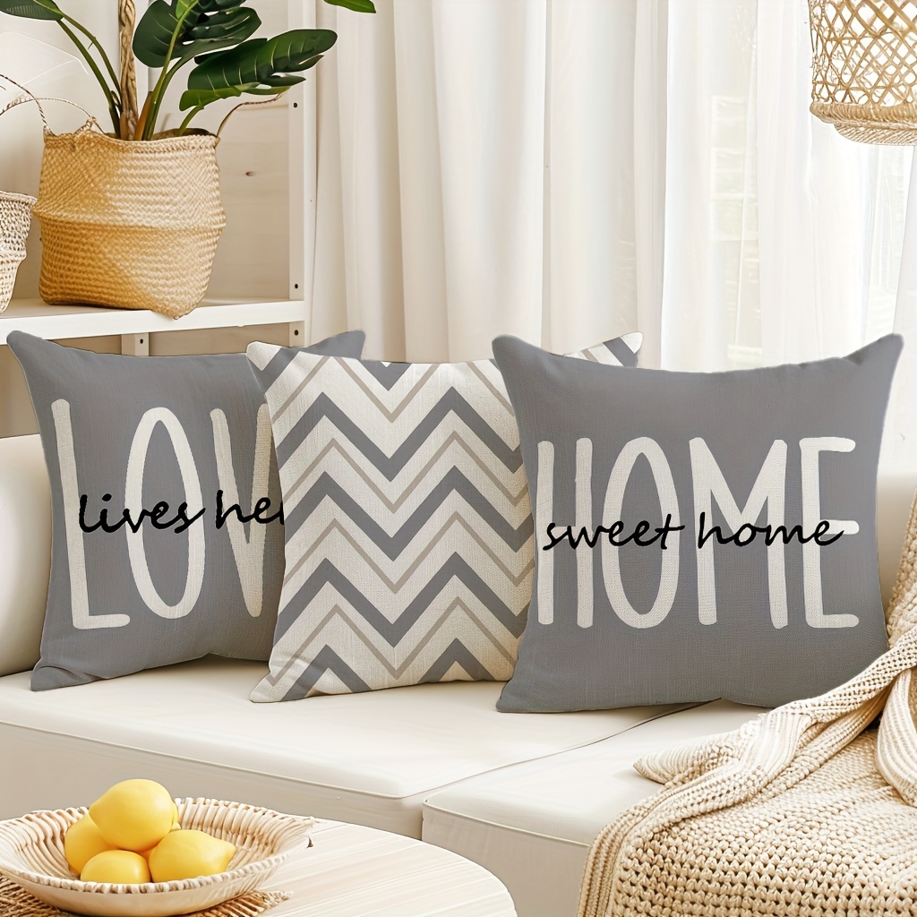 

4pcs Set Grey Geometric Throw Pillow Covers, 18x18 Inch - Modern Abstract Farmhouse Decor, Zip Closure, Hand Washable Polyester Cushion Cases For Sofa, Patio, And Living Room