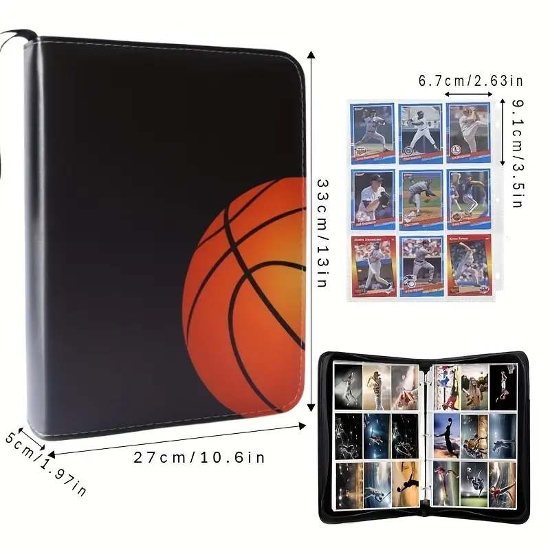 basketball trading card binder with Sleeves, 900 Pocket Basketbal Card Holder for Cards, 9 Pocket with 50 Removable Sleeves Zipper Book Folder Collector Album 3 Ring Binder Organizer : Everything Else Elevate your collection with the Pigskinz 3 Basketball-themed Collector's Album, Large Capacity,