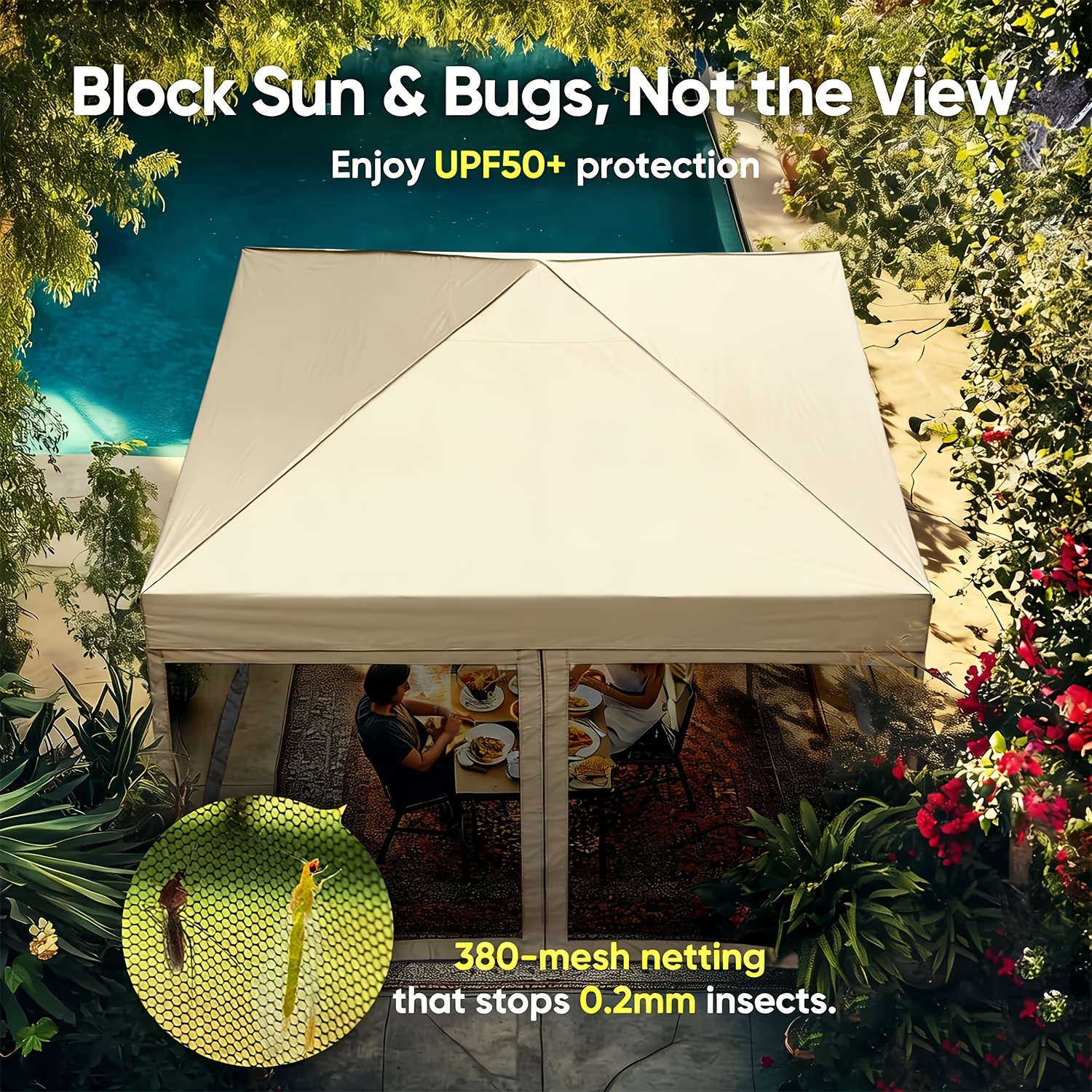 10 x 10 screened canopy tent with mosquito netting portable easy up outdoor screen house shelter for patio camping and picnic