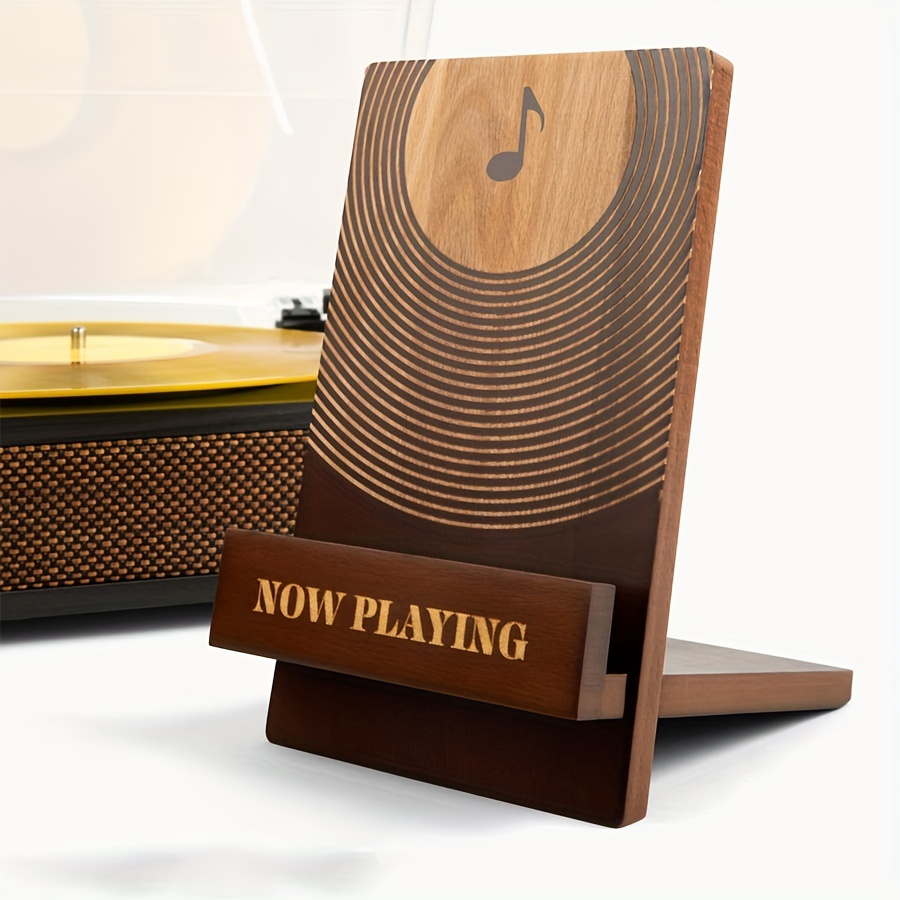 

now Playing" Vinyl Record Stand - Stylish Lp Holder With Golden Accents For Turntable Enthusiasts, Home Theater Or Music Room Setup