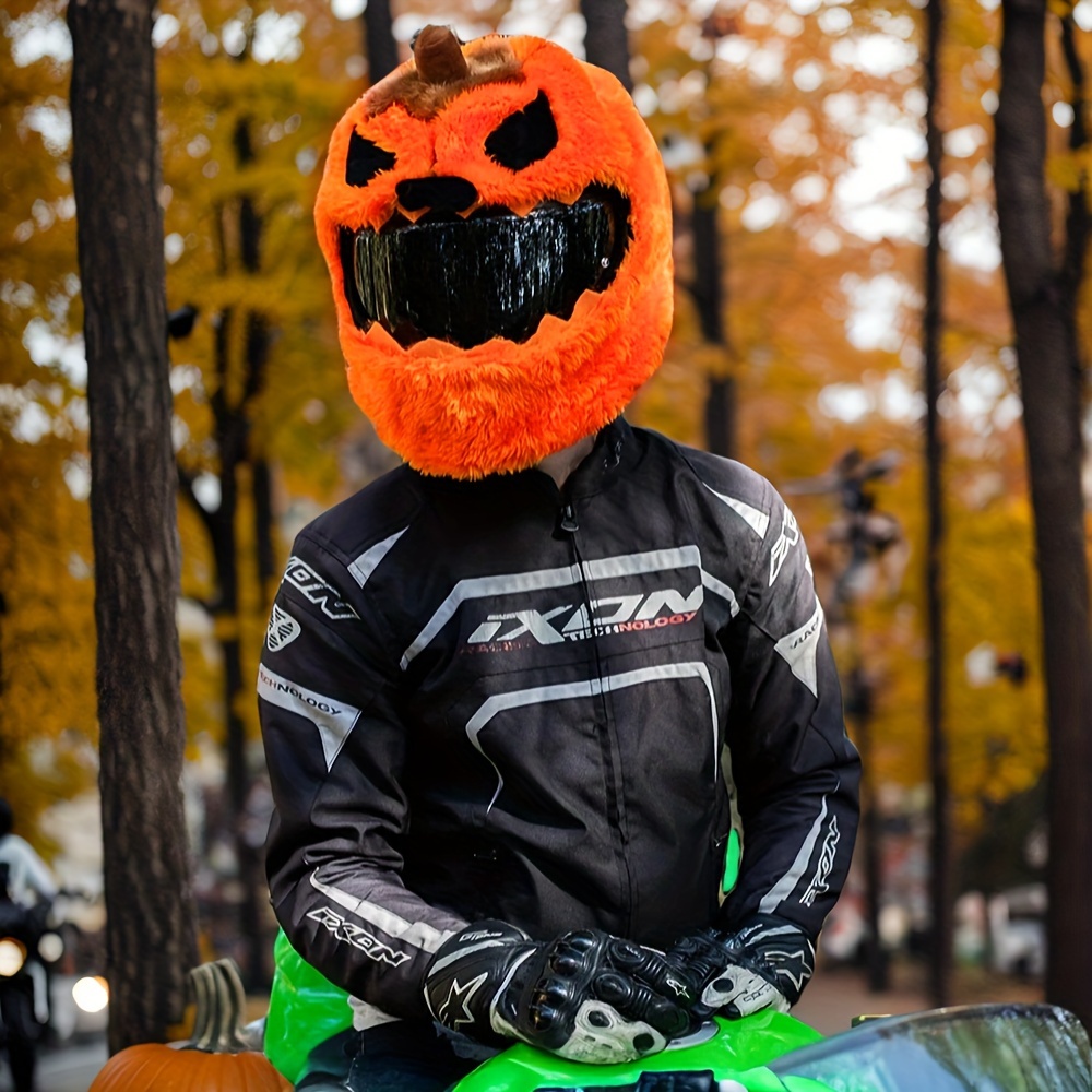 

Pumpkin Plush Motorcycle Helmet Cover - Fun & Quirky Riding Accessory, Hand-washable Polyester