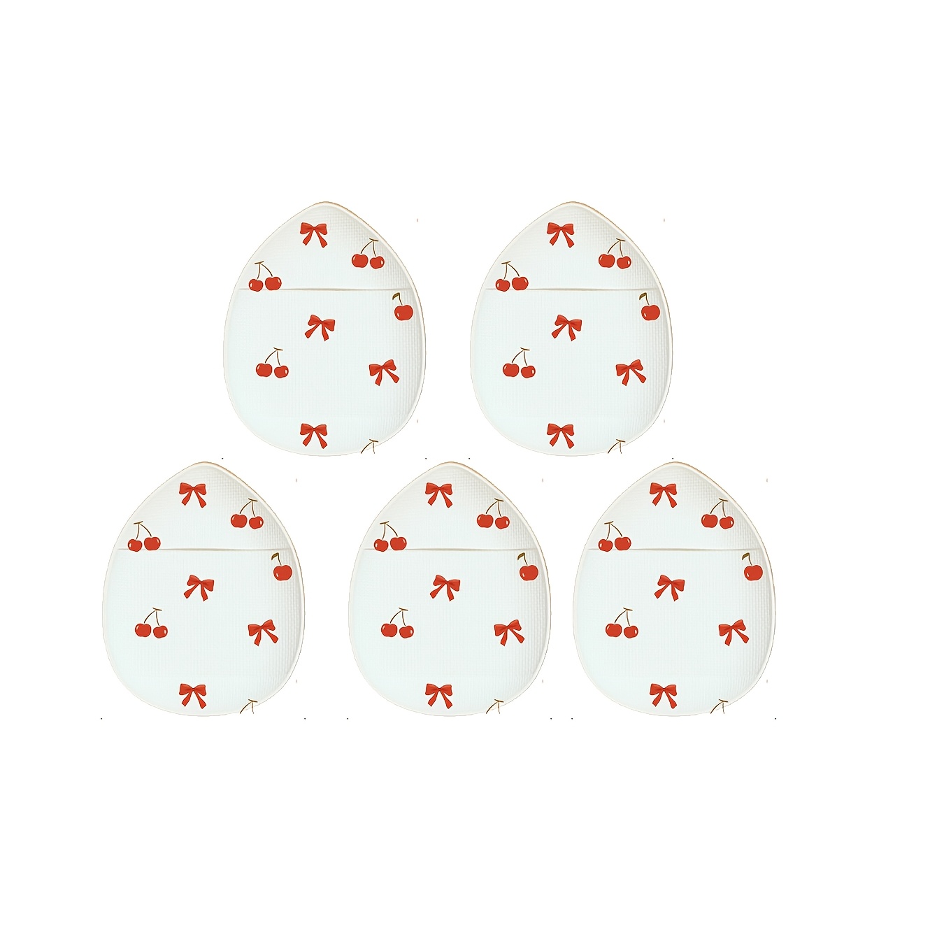TEMU Mini Triangle Makeup Sponges In Sizes 5, 10, 15, And 30, Featuring A Cherry And , Made From Waterproof Pu Material, Ideal For Foundation And