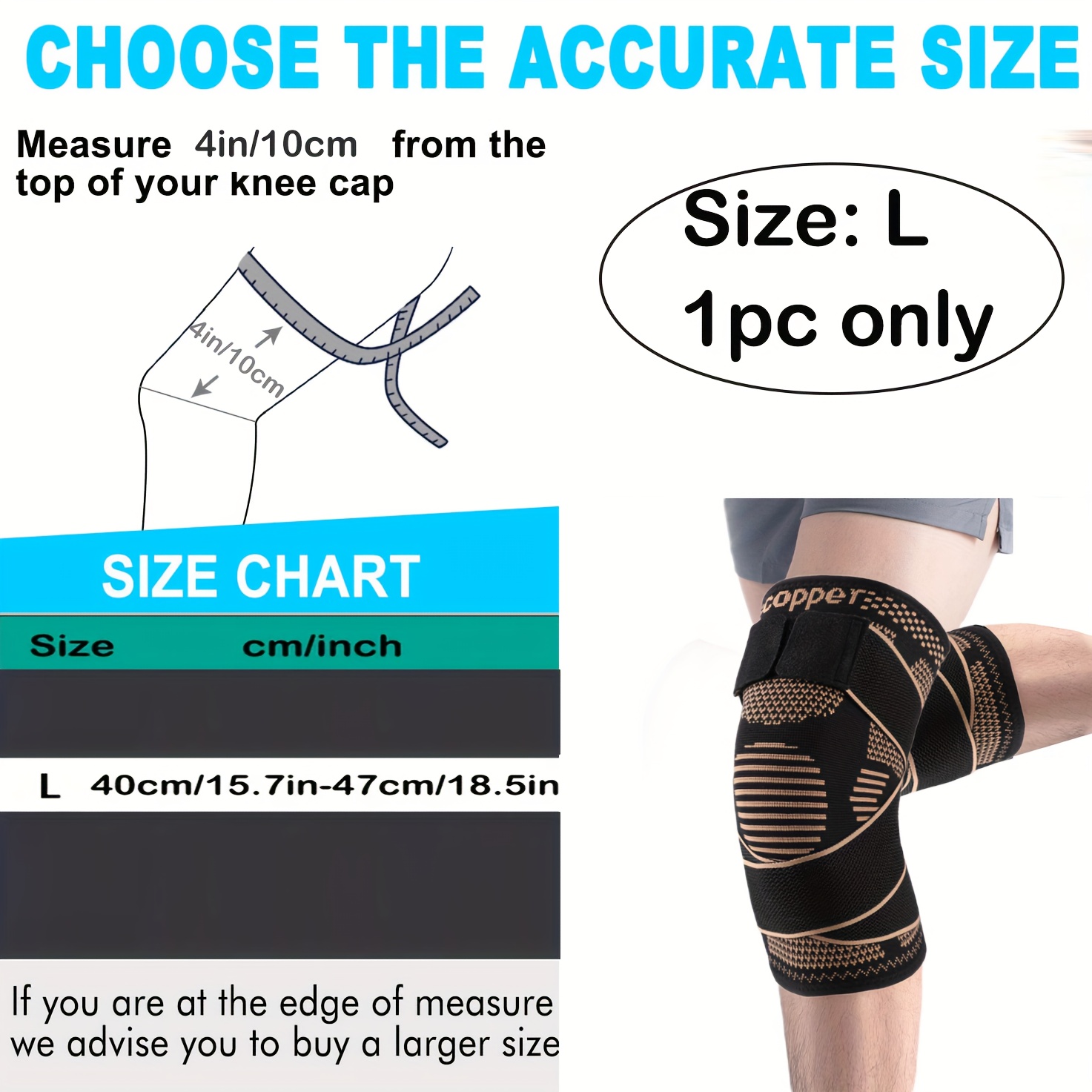 TEMU 1pc Genouillères de compression pour hommes et femmes, genouillères confortables avec sangles, manchons de genou en tissu haute élasticité pour