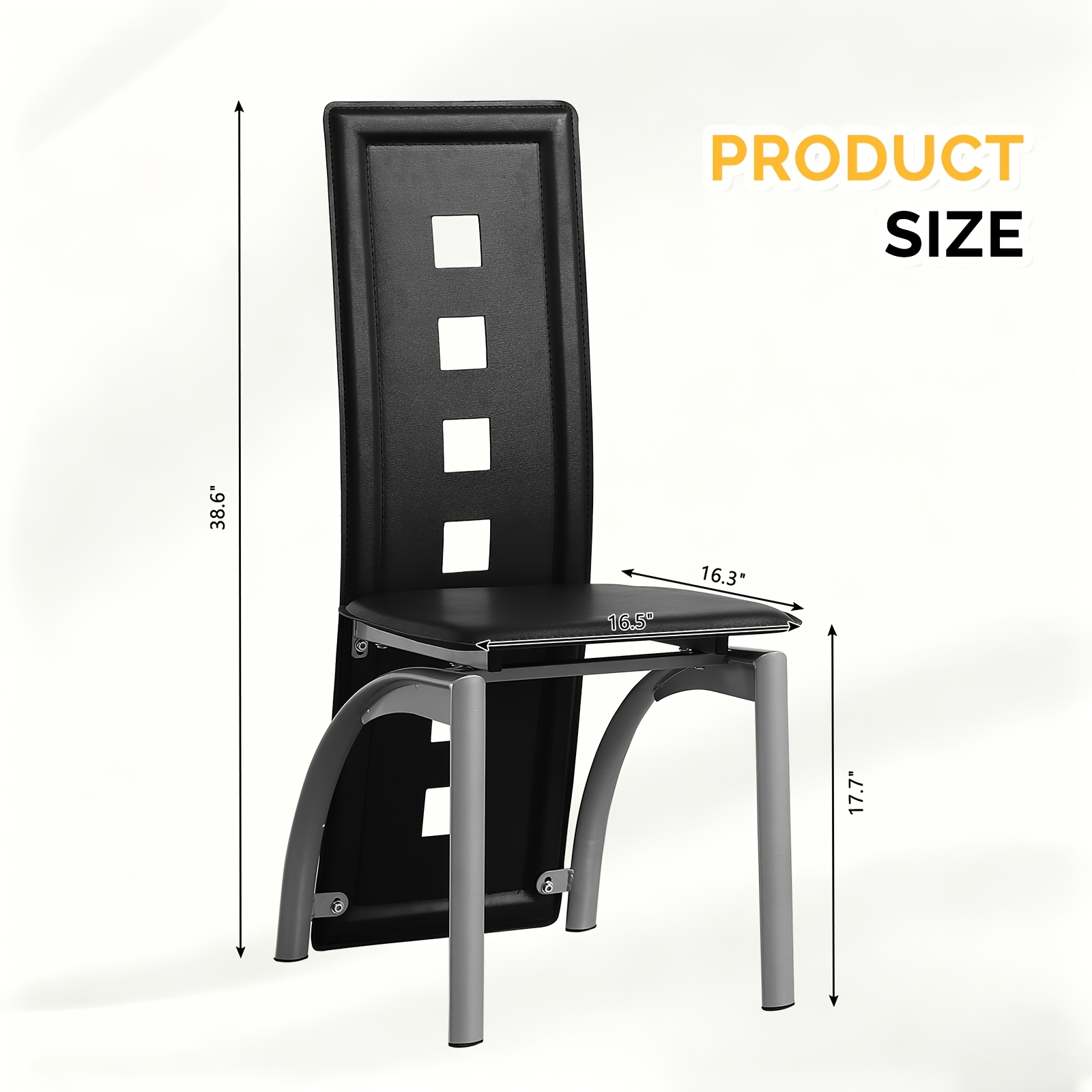 4pcs Hollow Decoration PU Leather Dining Chair Black
