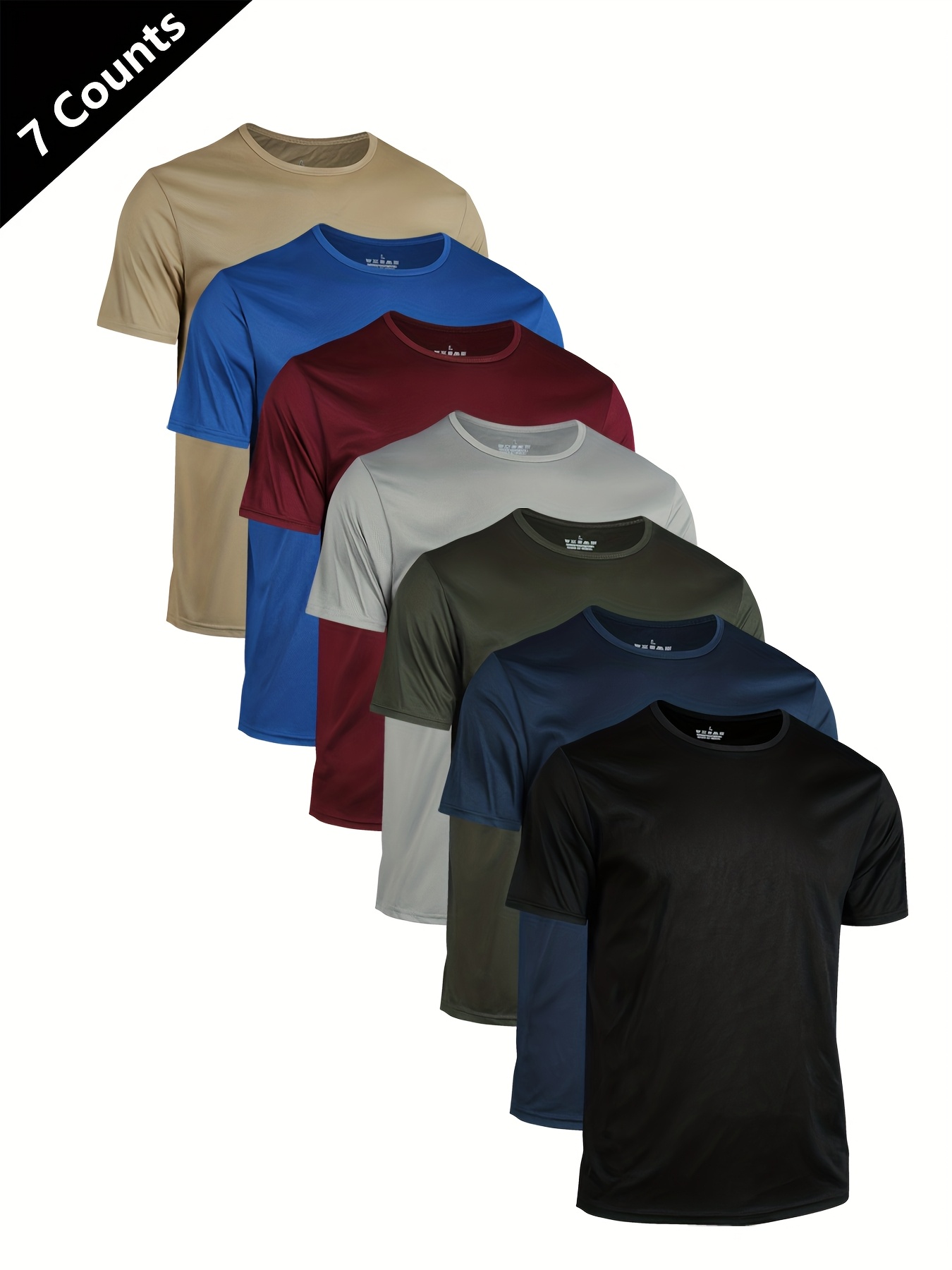 7 pack mens quick dry lightweight breathable crew neck t shirts solid color athletic tees for gym training summer sports     fit machine washable workout shirts sports apparel short sleeve shirt durable construction casual tee  