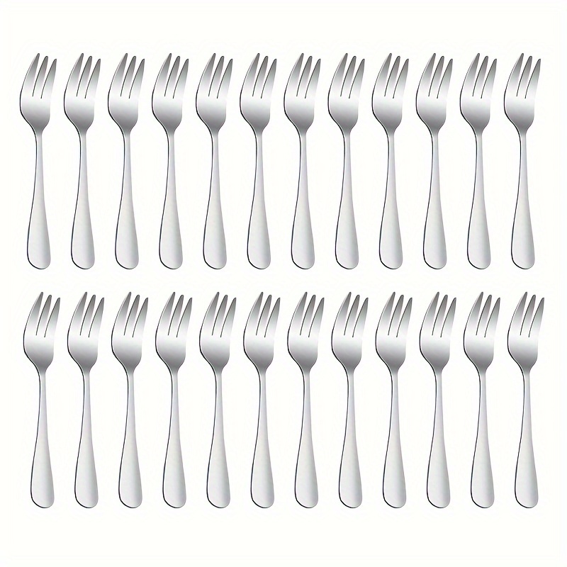 Image of Set Of 24 Stainless Steel Pastry Forks ( / 5.5 Inches), Polished To A Mirror End, Perfect For Moments, Dishwasher Safe, Unique Tableware
