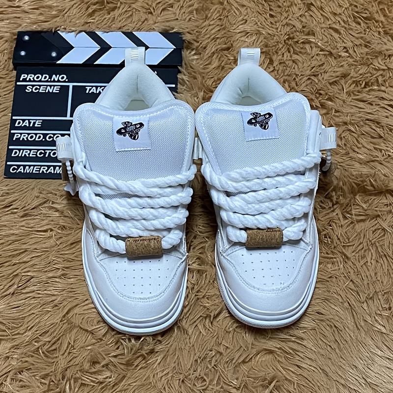 TEMU New Autumn/winter White Sneakers, Comfortable Loafers, Thick Tongue Skate Shoes, Student Large Size Men's And Women's Shoes