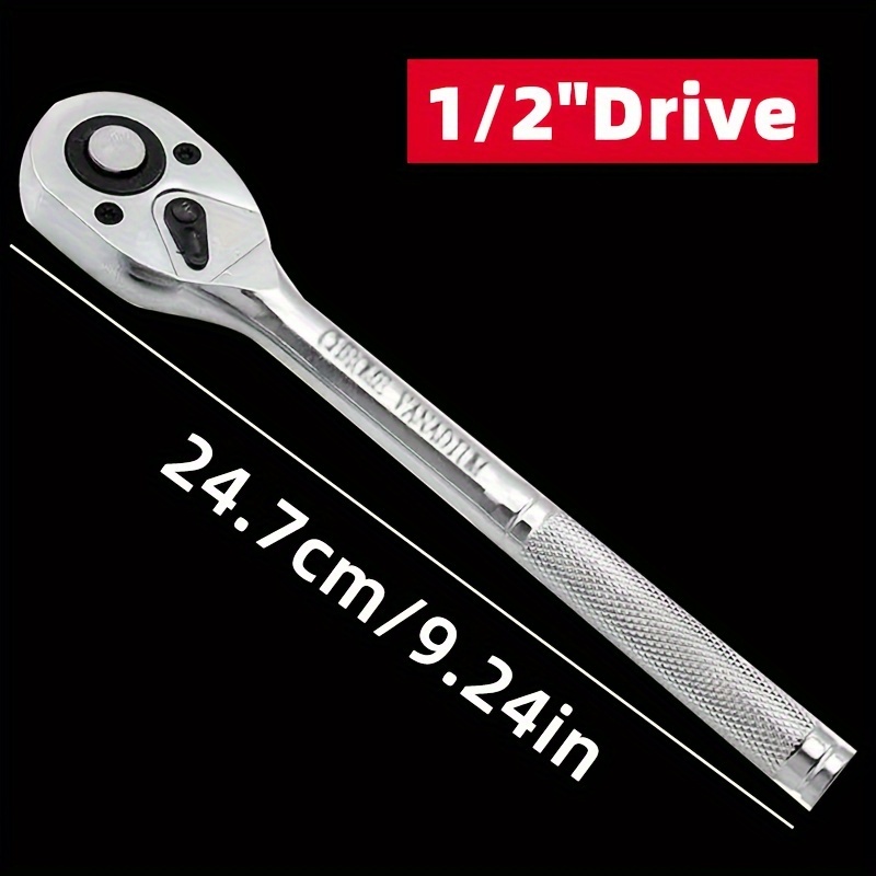 

1/2" Drive Size Socket Ratchet Wrench - Straight Handle 24-tooth Quick Release For Car, Motorcycle, Bicycle, Off-road Vehicle Maintenance And Repair, Home Mechanical Tool Kit