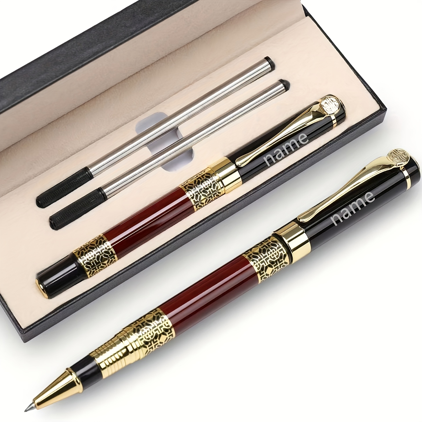 

1pc, 1 Personalized Metal Gel Pen + 2 Refills + Gift Box Set, High-end Gift For Men And Women, Holiday Gift, Customized