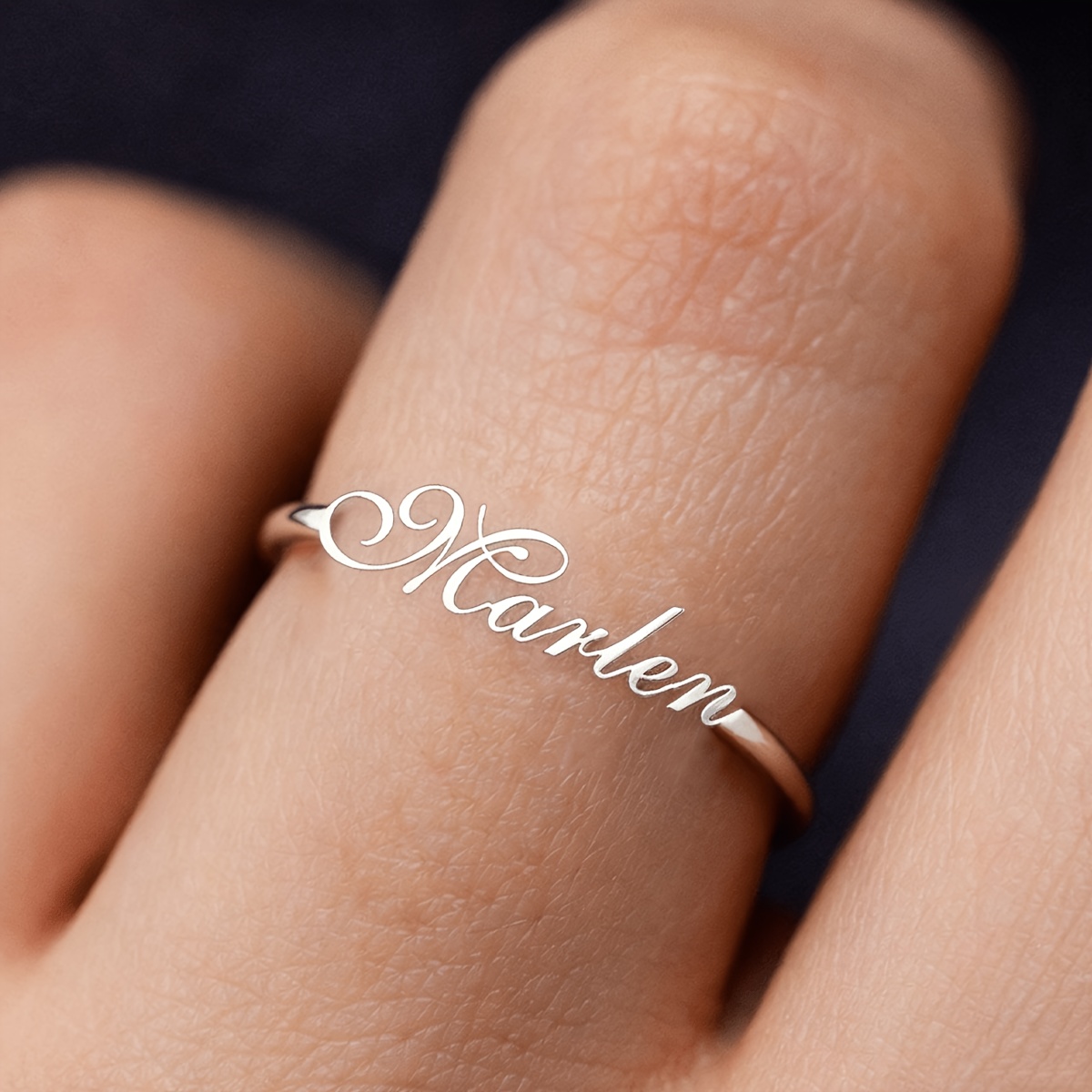 TEMU 1pc Women's Elegant Custom Name Ring; Ring Sizes 6, 7, 8, 9, 10; Personalized Stainless Steel Nameplate Ring; Custom Jewelry; Women's Finger