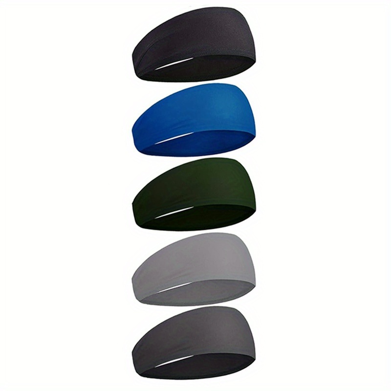 5 Packs Headbands, Yoga Sports Headband, Non-slip & Lightweight Mens Sweat Band, Womens Elastic Athletic Hair Band For Men, Working Out Sweatband