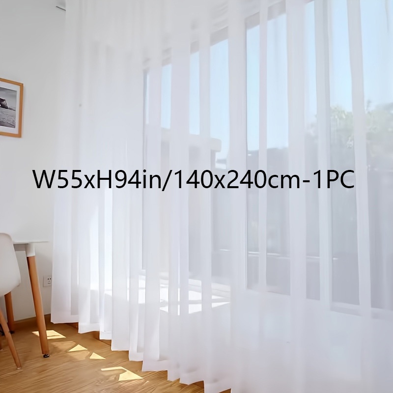 TEMU 1pc Extra Large Size Ultra-wide Luxury Romantic White 100% Polyester Sheer Tulle Curtains For Living Room Bedroom Door Window Multifunctional
