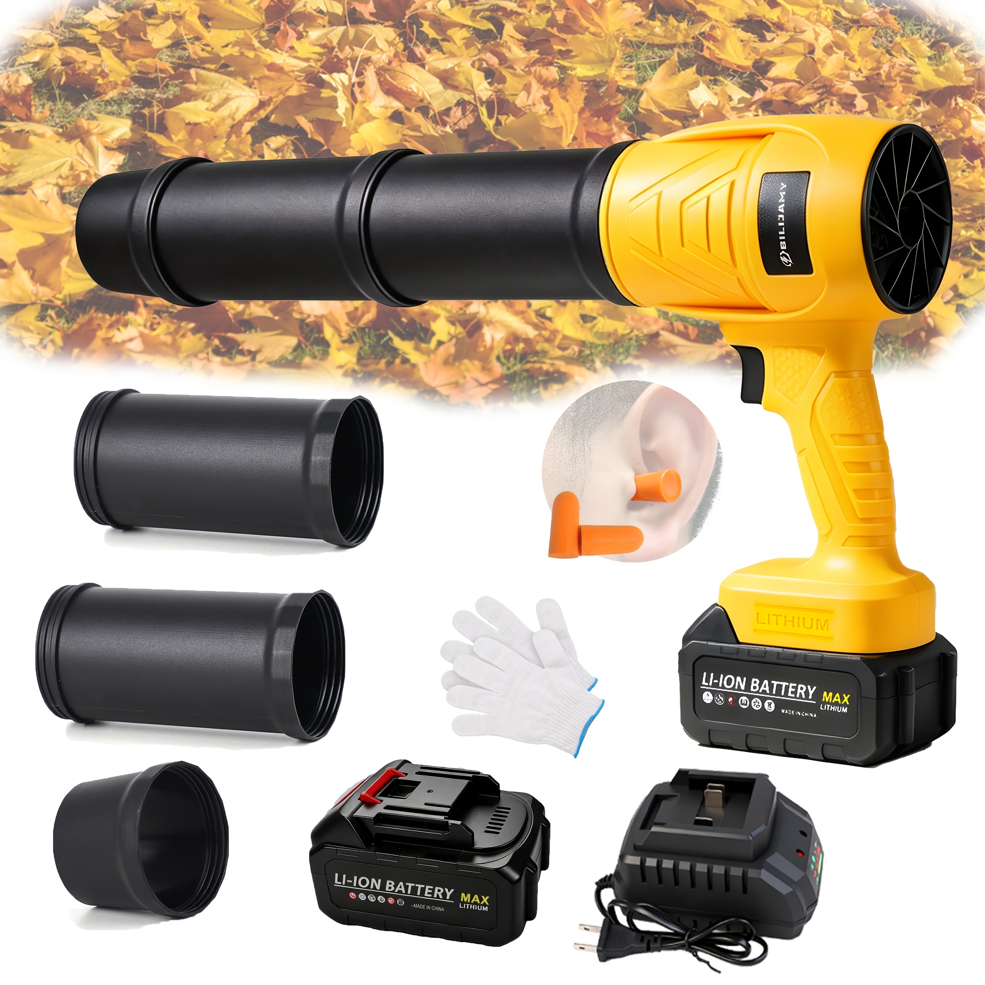 TEMU Bilijamy Turbo Leaf Blower, 50000 Rpm Lightweight Portable Handheld Leaf Blower, With 2.0ah Fast Charger & 21v Large Capacity Battery, Jet Car