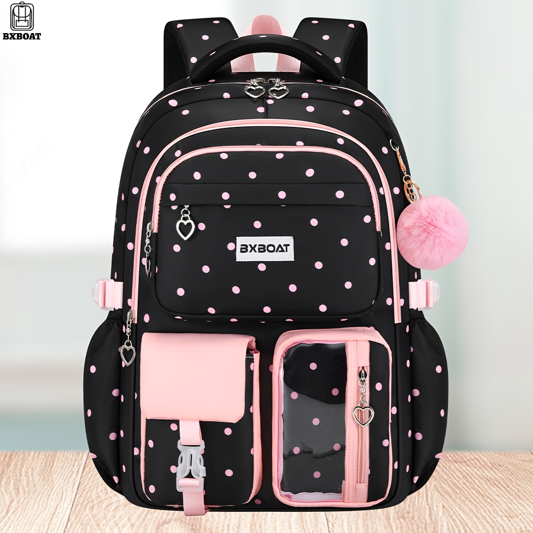TEMU Bxboat 1pc Teen-girls Casual Backpack, Women Cute School Bag, Lightweight And High-capacity Strawberry Backpack, Outdoor Travel Bag With Luggage