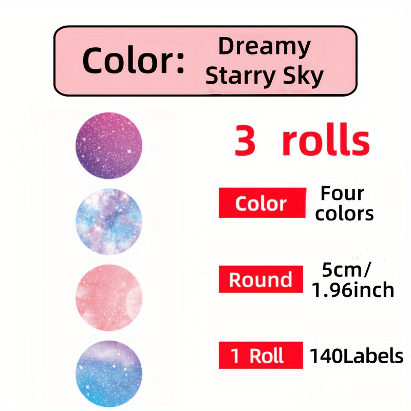 Image of 3roll, 140labels, 2" Circle Thermal Sticker Labels, Compatible With Phomemom110/m221/m220/m120/, Marklife P50, 941b, 241-bt/246s Label Printers, Perfect For Gift, Thank You, And Household Labels