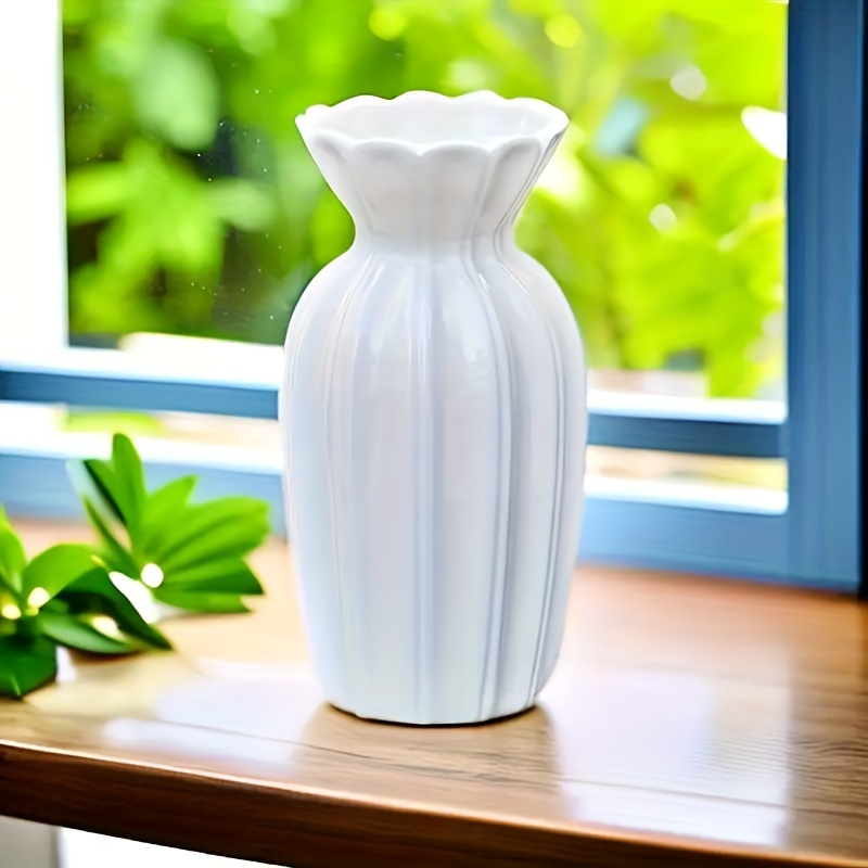 Ceramic Modern Minimalist White Vase, Room Foyer Wine Cabinet Decoration, Flower Arrangement Ornament