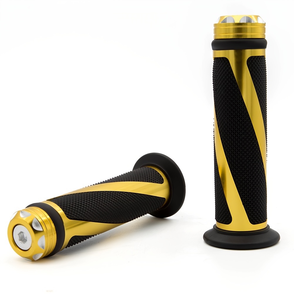 

7/8" Motorcycle Handlebar Grips - Black & Golden Textured Aluminum Alloy With Non-slip Rubber For , Cbr600rr, Cbr1000rr, , Gsx1300r, Tl1000r, And More Sportbikes, Motorcycle Accessories