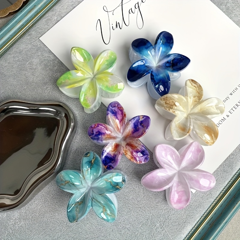 12pcs elegant plaited hair clips with vibrant hibiscus floral prints bohemian style hair accessories for women secure hold for updos ponytails buns valentines day gift idea cute hair clips bunmaking accessories   design durable clips Product details 2
