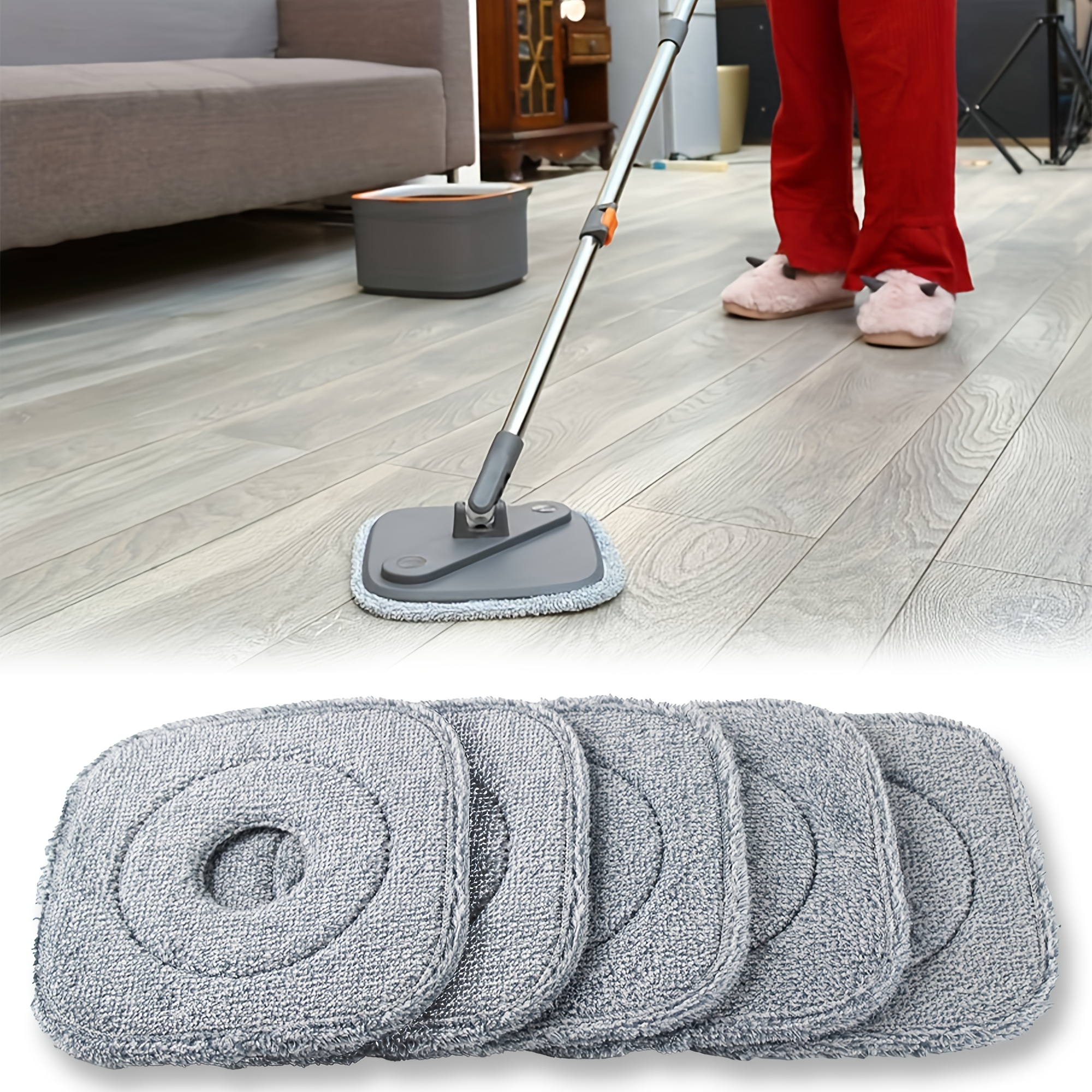 

5pcs High-efficiency Nylon Spin Mop Replacement Pads - Use, Easy- Cloths With Strong Cleaning Power, Ideal For Home Floor Care