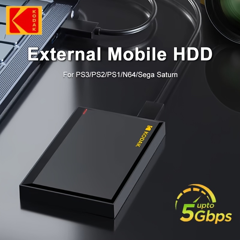 

Kodak 2tb/1tb Portable External Hard Drive - 5gbps Usb 3.0 Gaming Hdd, Compatible With Ps4/ps5, , Laptops & Desktops - Black Storage Expansion