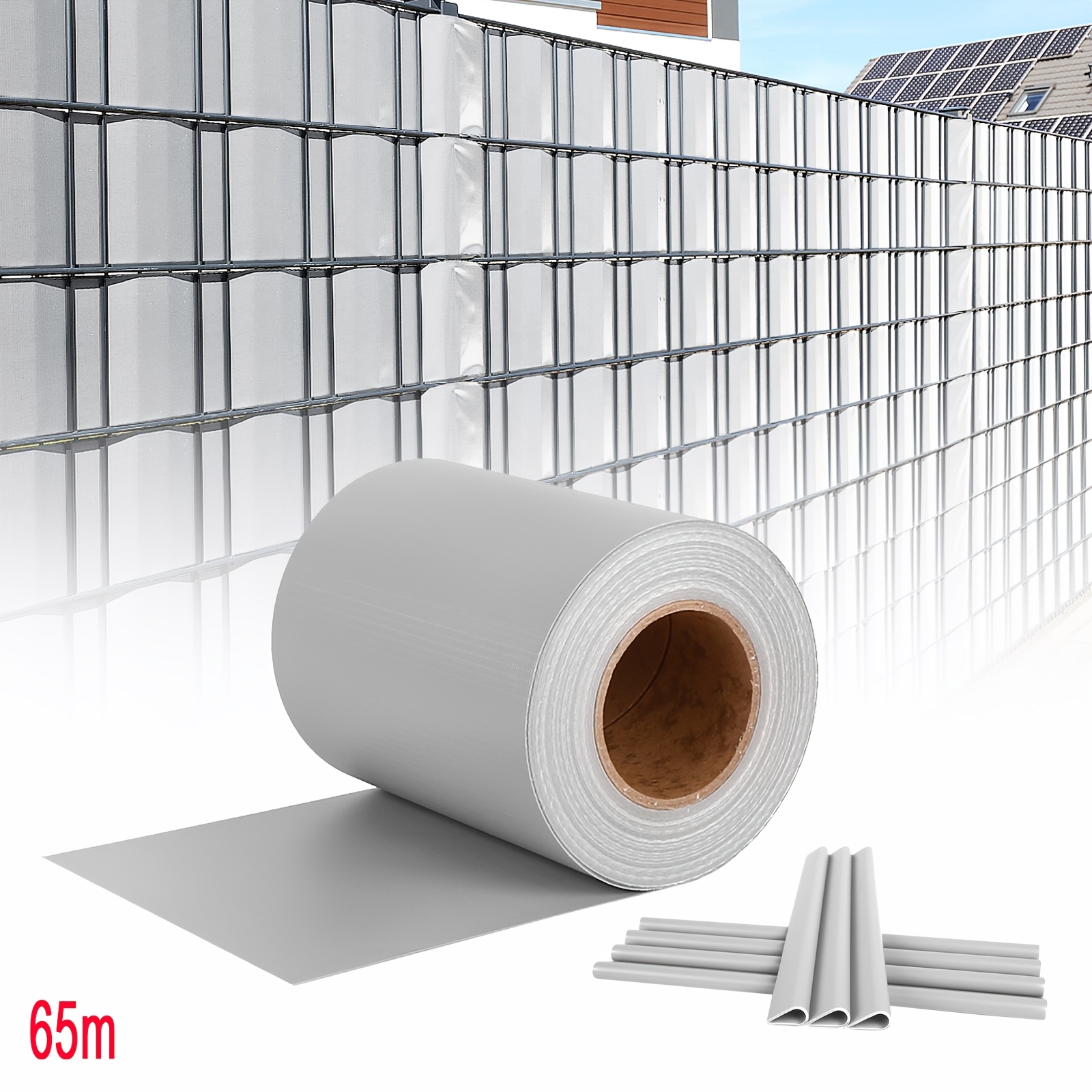 Pvc Privacy Film Privacy Strips Balcony Privacy Screen Garden Privacy Screen Fence . Fastening Clips - Double Rod Mats For Garden Fence, Balcony Fence, Gray