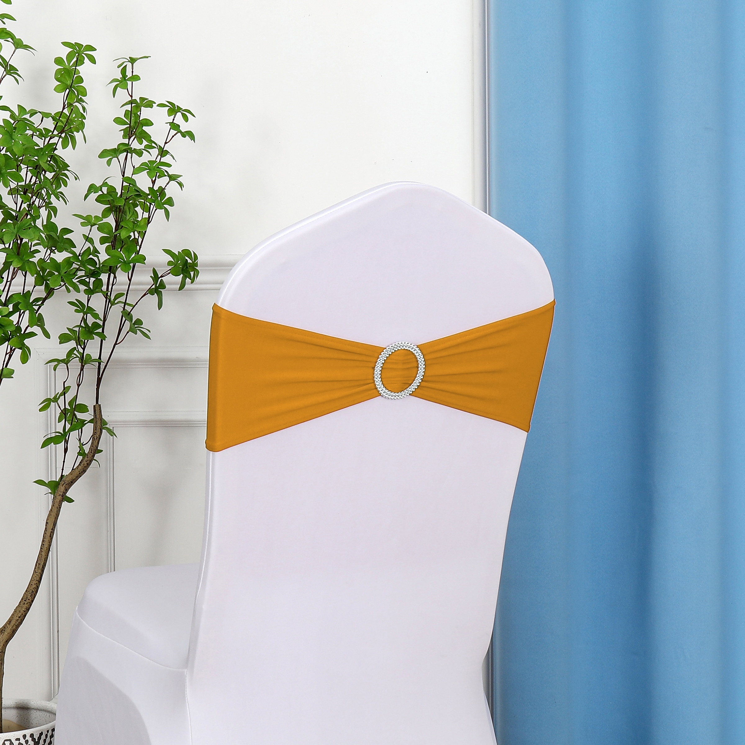 

20pcs, Chair Belt Bow, Chair Cover With , Universal Chair Tie, Banquet Decoration (golden)