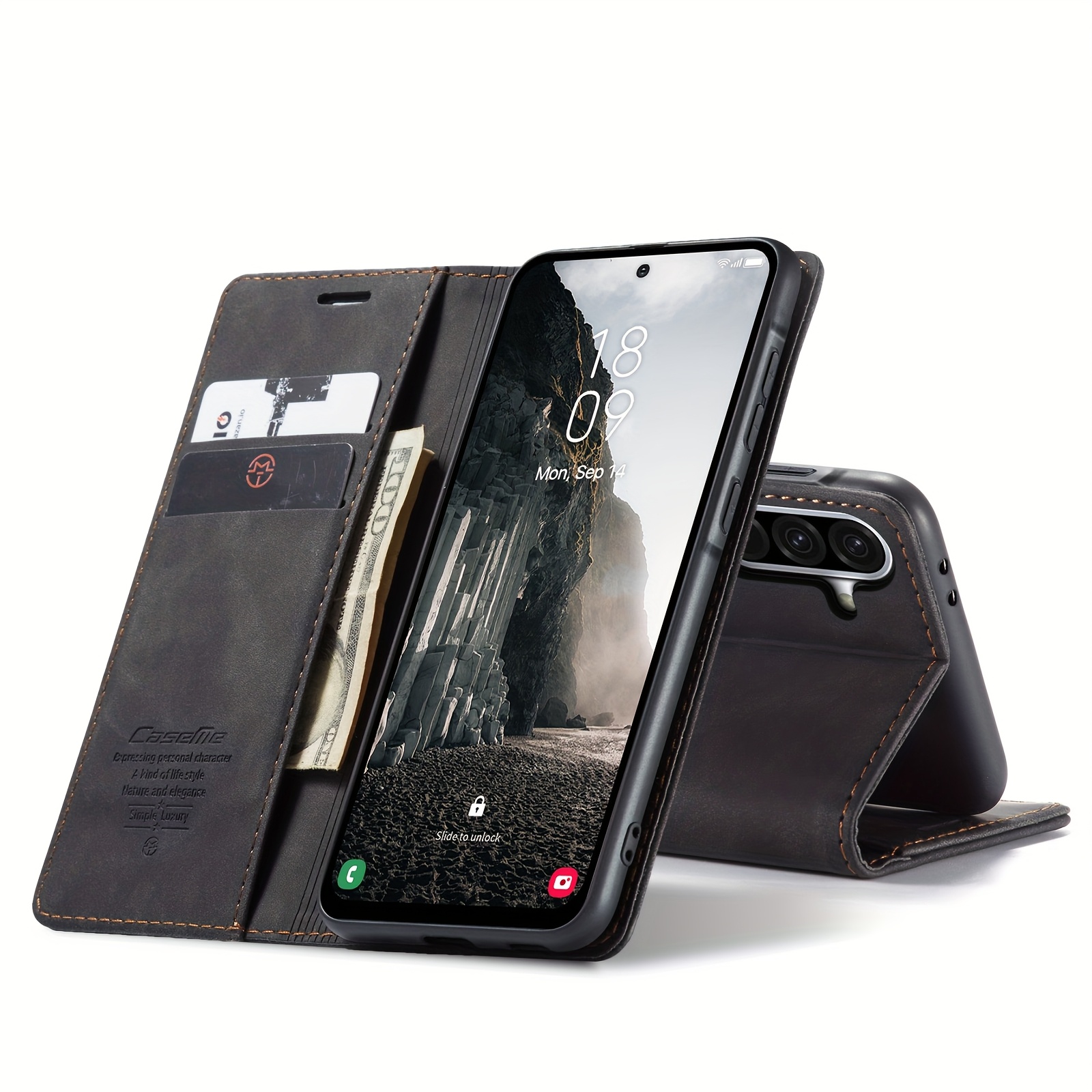Image of Phone Case: Case For Galaxy S25 Plus/ultra/edge Cover Premium Synthetic Leather Case Flip Case Pocket Magnetic Card Holder Stand Function Protective Cover