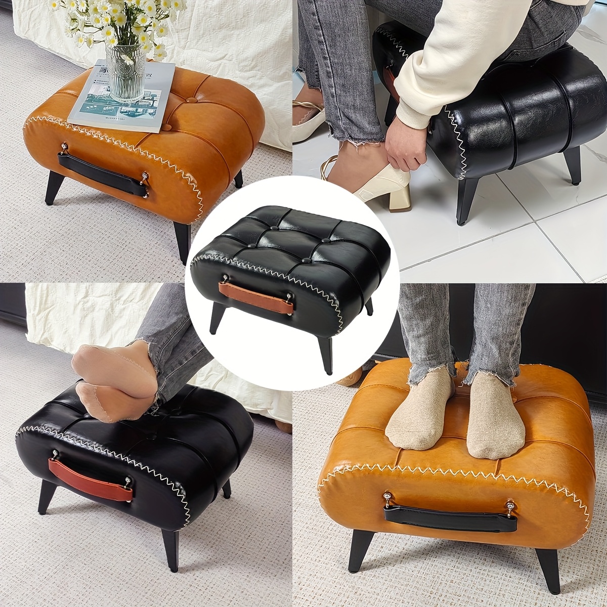 living room entryway shoe cabinet foyer stool synthetic leather sofa stool shoe changing stool Product details 3