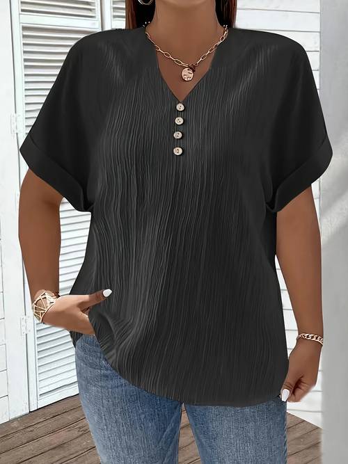 plus size plus size plus size womens solid color v neck short sleeve top