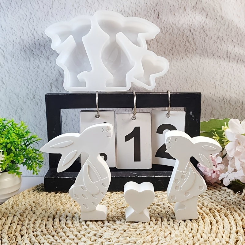 

Silicone Mold For Couple Rabbit Combination - Ornaments Diy Candle Silicone Mold Plaster Ornaments Silicone Mold Silicone Mold Home Decoration Epoxy Resin Mold S1047