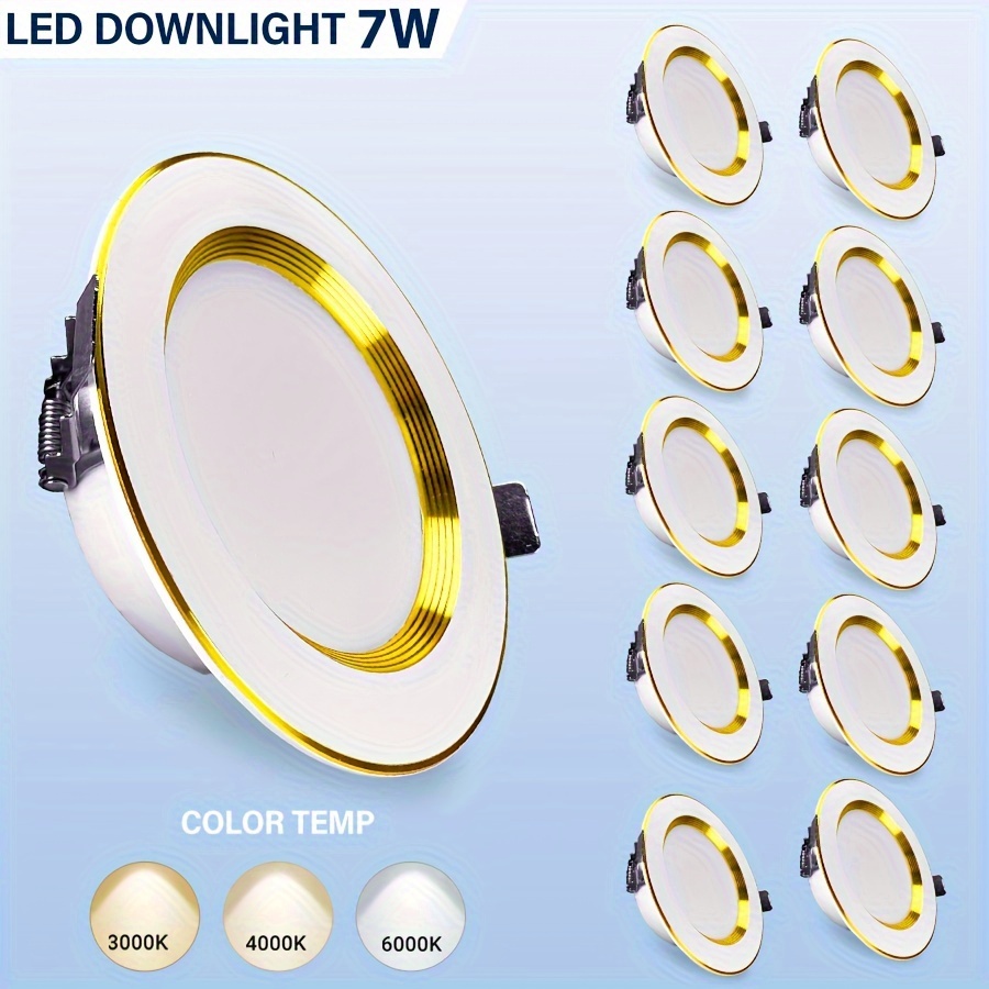 

10pack 4 Inch 5cct Ultra-thin Led Recessed Dimmable Can/ceiling Light, 3000k/4000k/6500k Selectable, 7w Eqv 50w, 400lm High Brightness Wafer Downlight -ul