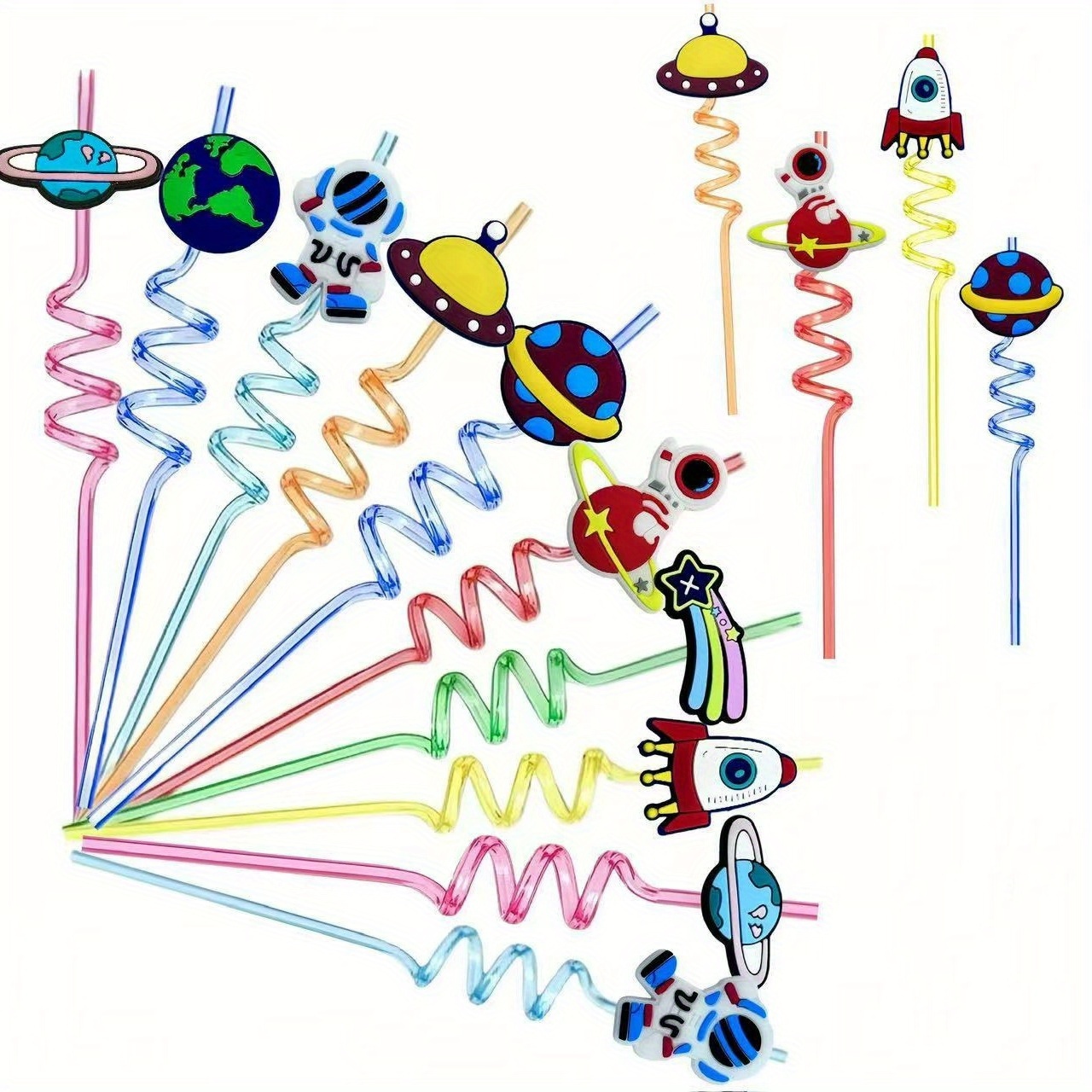 Image of Space Exploration Themed Straws Reusable Drinking Straws, Perfect For Themed Celebrations And Party Supplies, And Ideal Holiday Gifts!