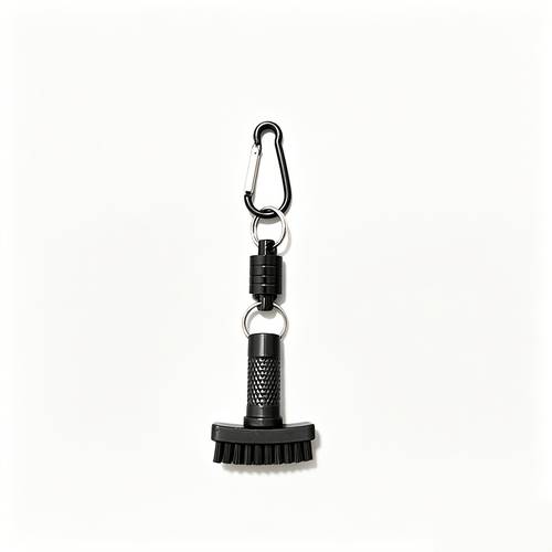 brush portable golf club cleaner release magnet and s carabiner clip heavy duty nylon bristles for golf bag cart and pants