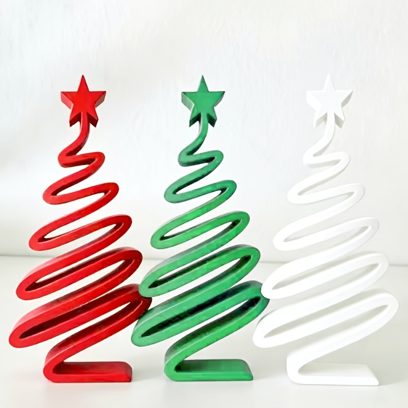 TEMU 3pcs Set Of Branch Christmas Tree Ornaments - Compact Christmas Decorations, Suitable For Small Desktops, Lightweight Plastic Holiday Table
