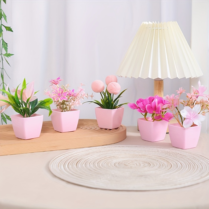 TEMU [customer Favorite] 5pcs Simulation Succulent Plant, Mini Potted Plant, Simulation Bonsai Artificial Flowers And Indoor Decoration Office Desktop Decorations Style Photography Props