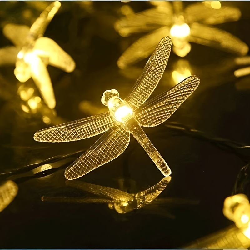 E-shop 20 LED-Lichter, Solar-Libellenlichterkette - Perfekte für Innen- und Außendekoration, Gärten, Rasenflächen und Terrassenpartys | Geeignet für