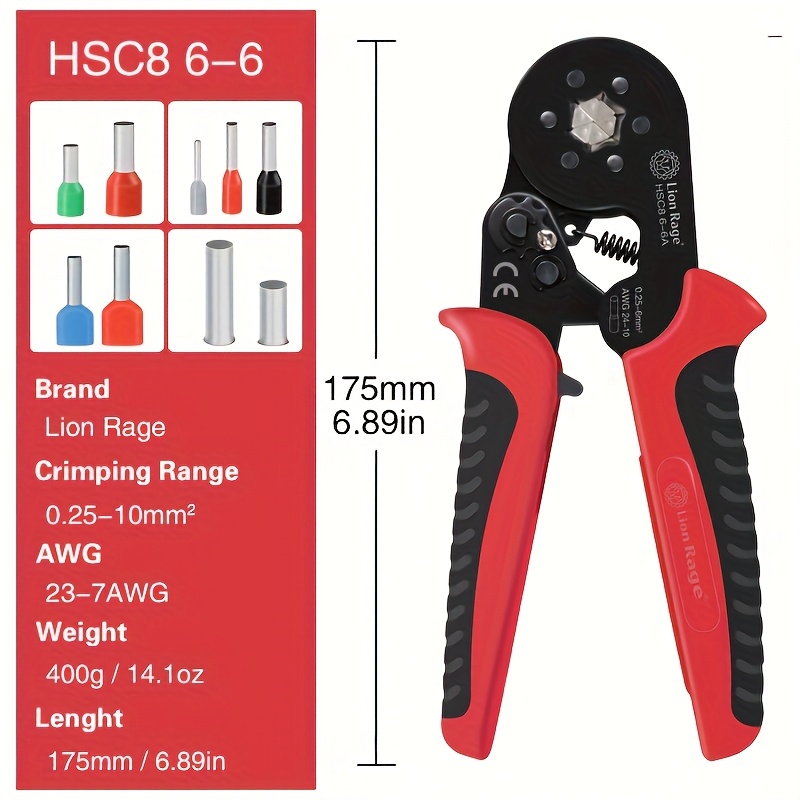 TEMU Hsc8 6-4 Tube Terminal Crimping Pliers Alloy Steel Pliers Crimping Full Hsc8 6-6 Ratchet Labor-saving Crimping Pliers
