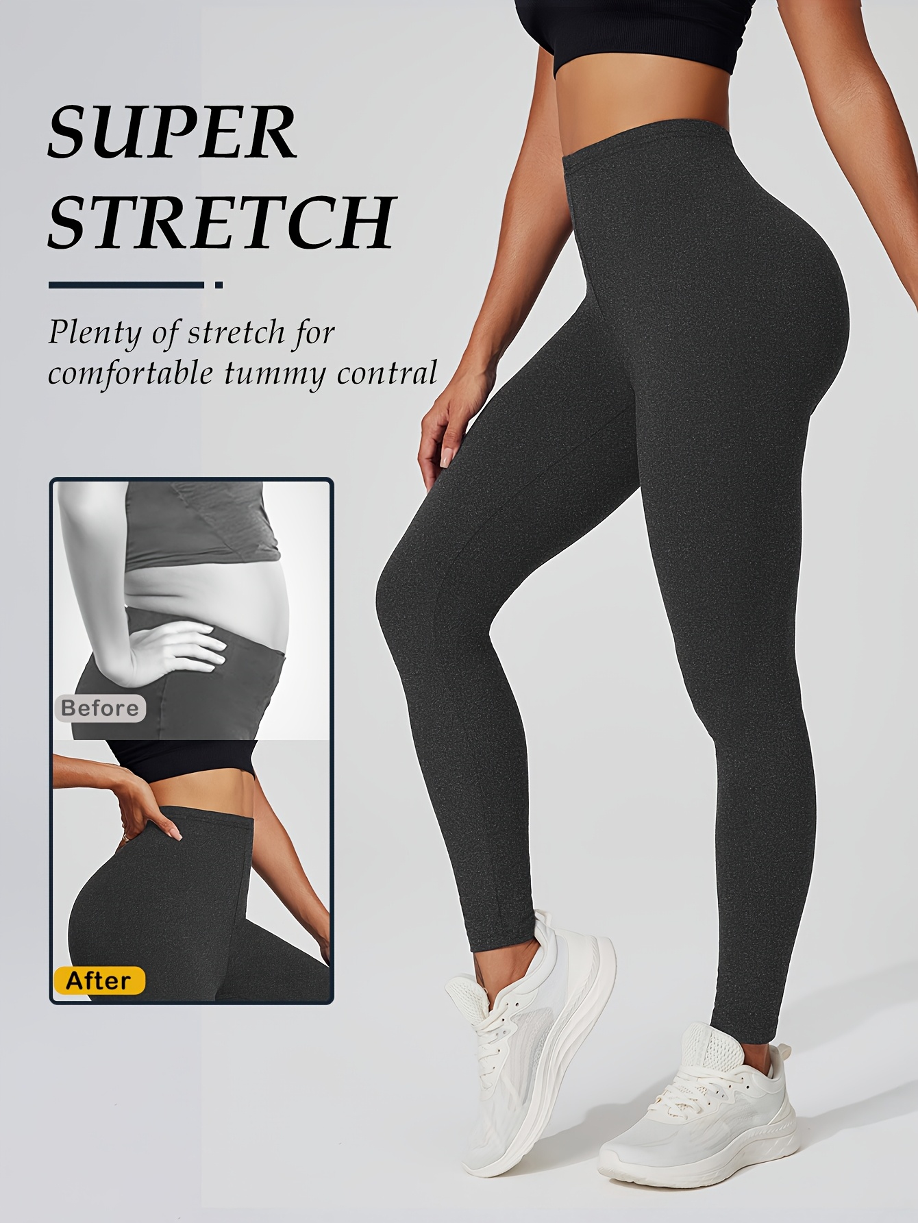 Women's High Elasticity Activewear Full-Length Leggings, Solid Color, Soft Knitted Fabric, Women Fitness Apparel Suitable For Autumn