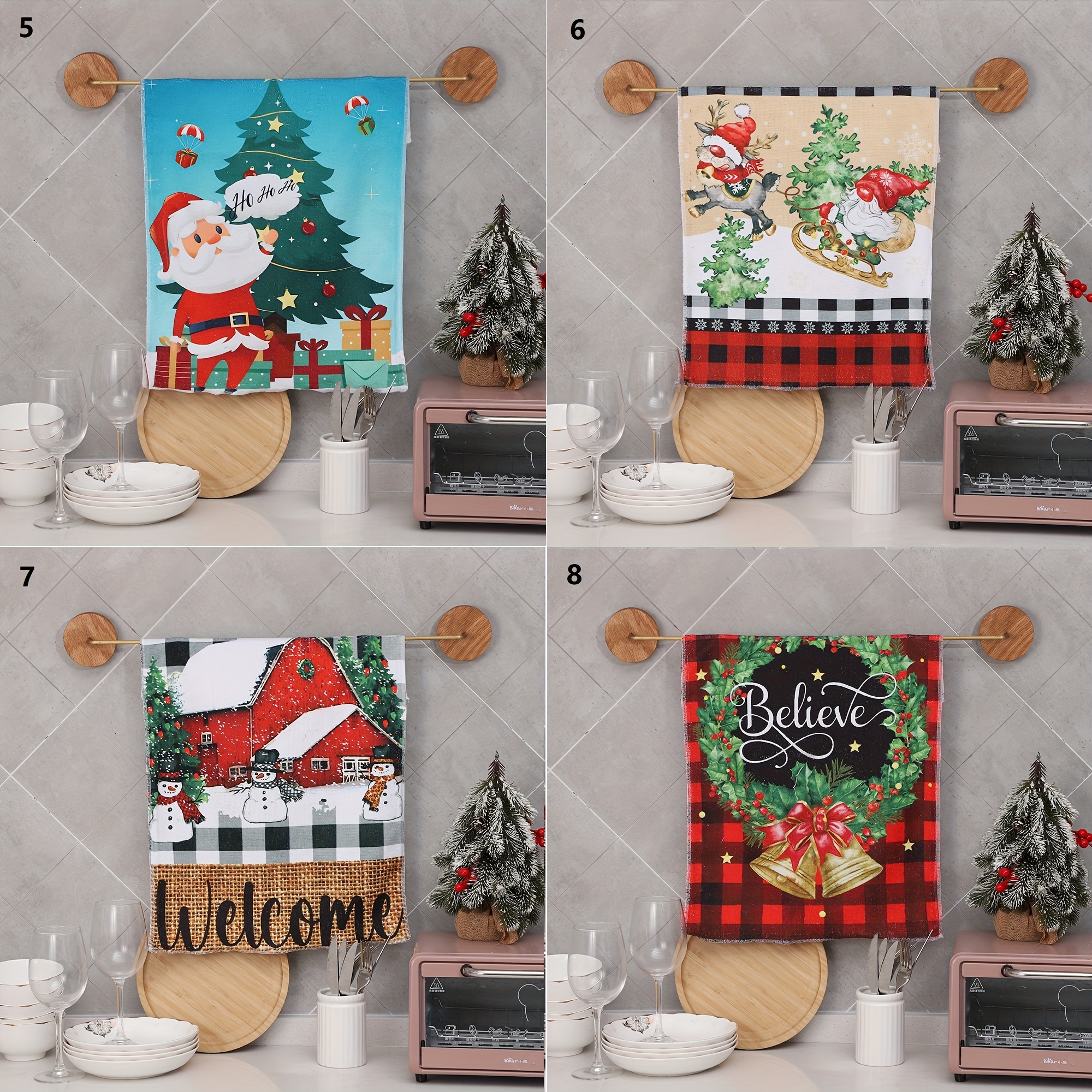 

1pc Christmas Kitchen Towel - Microfiber, Santa, Snowman & Reindeer Design, Hand Wash Only