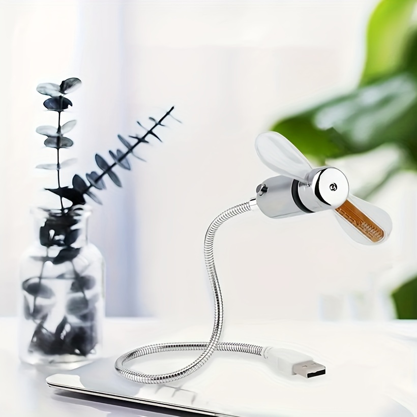 portable usb clock fan with led display silent and energy saving cooling suitable for desktops laptops and tablets space saving design adjustable wind speed details 5
