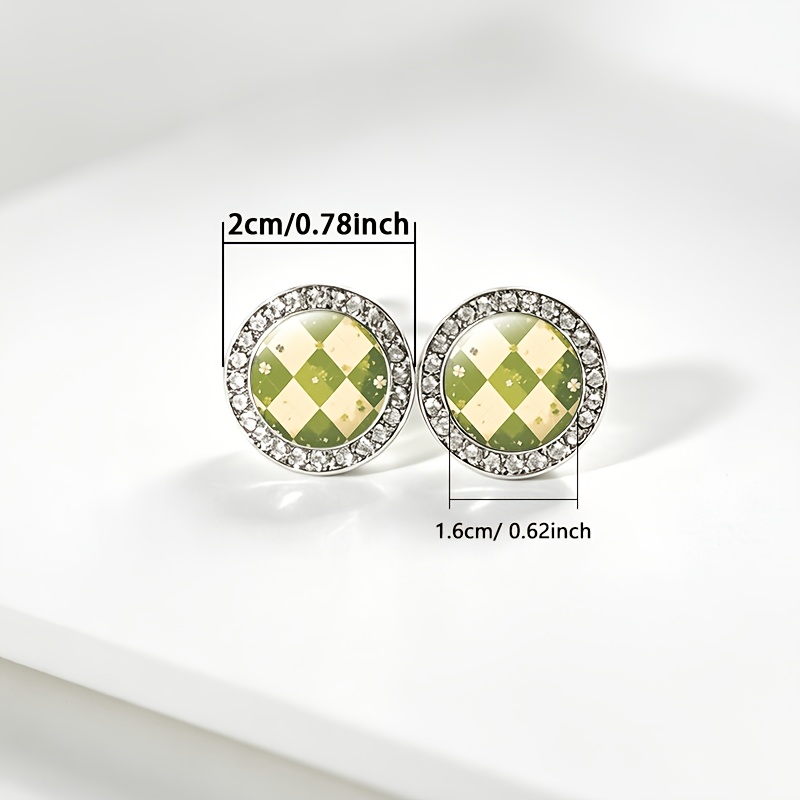 2pcs Classic Imitation Crystal Stud Earrings, Clover Design