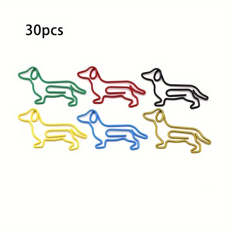 30pcs Dachshund Shaped Paper Clips, Multicolor Metal , Animal Shaped Bookmark Clips For Office Document Organization